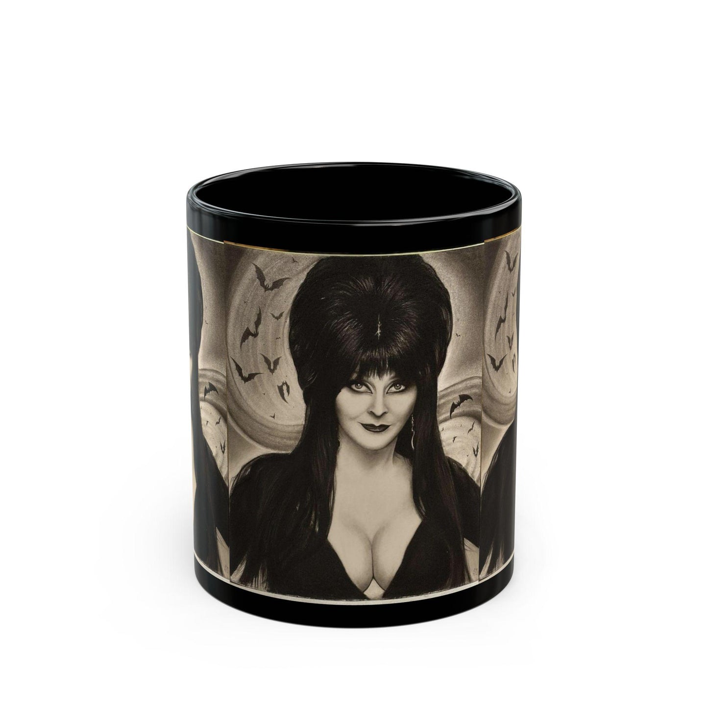 Elvira Mistress of the Dark Horror Mug | Black Ceramic Coffee Cup