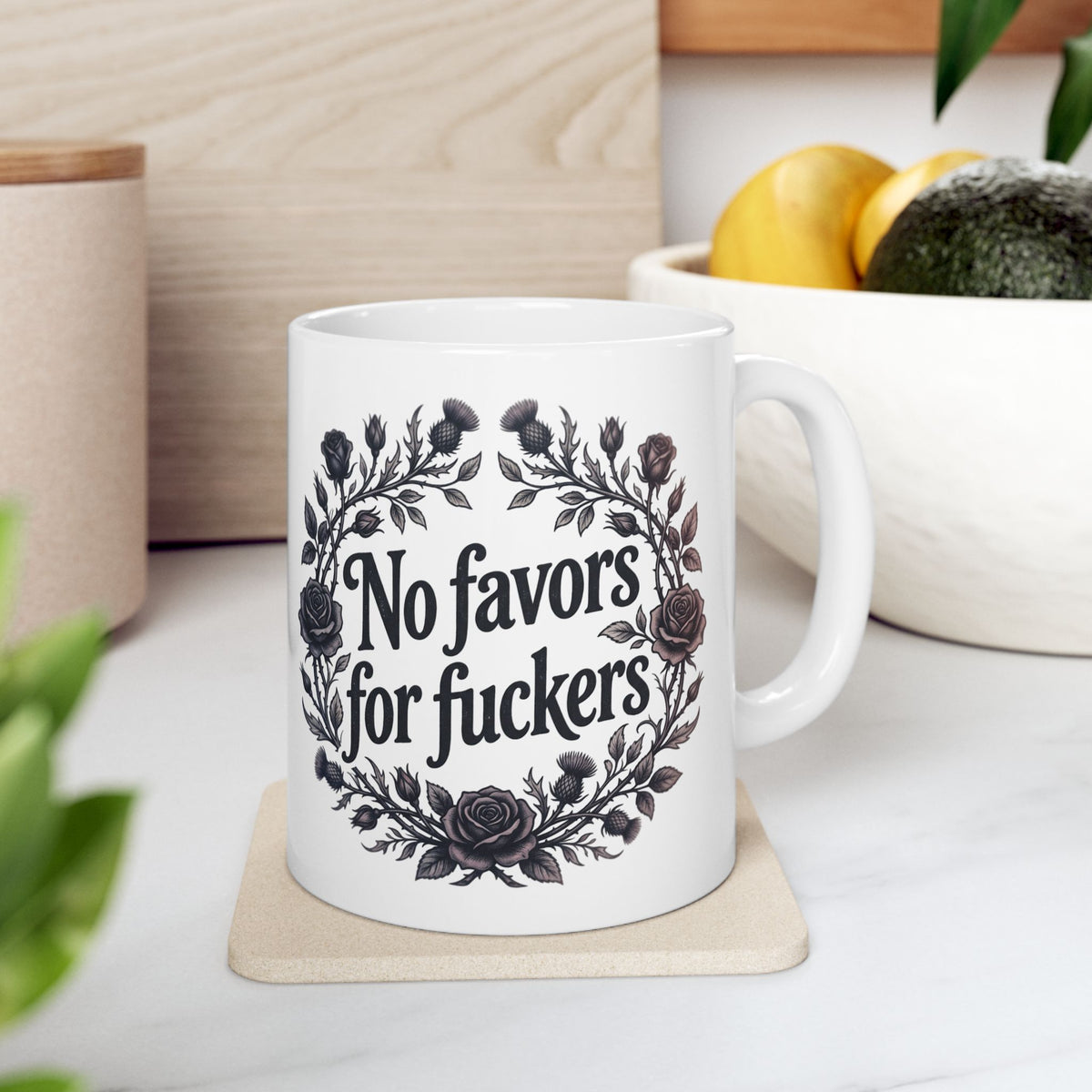 No Favors for Fuckers Mug Goth Rose Home Decor Coffee Cup