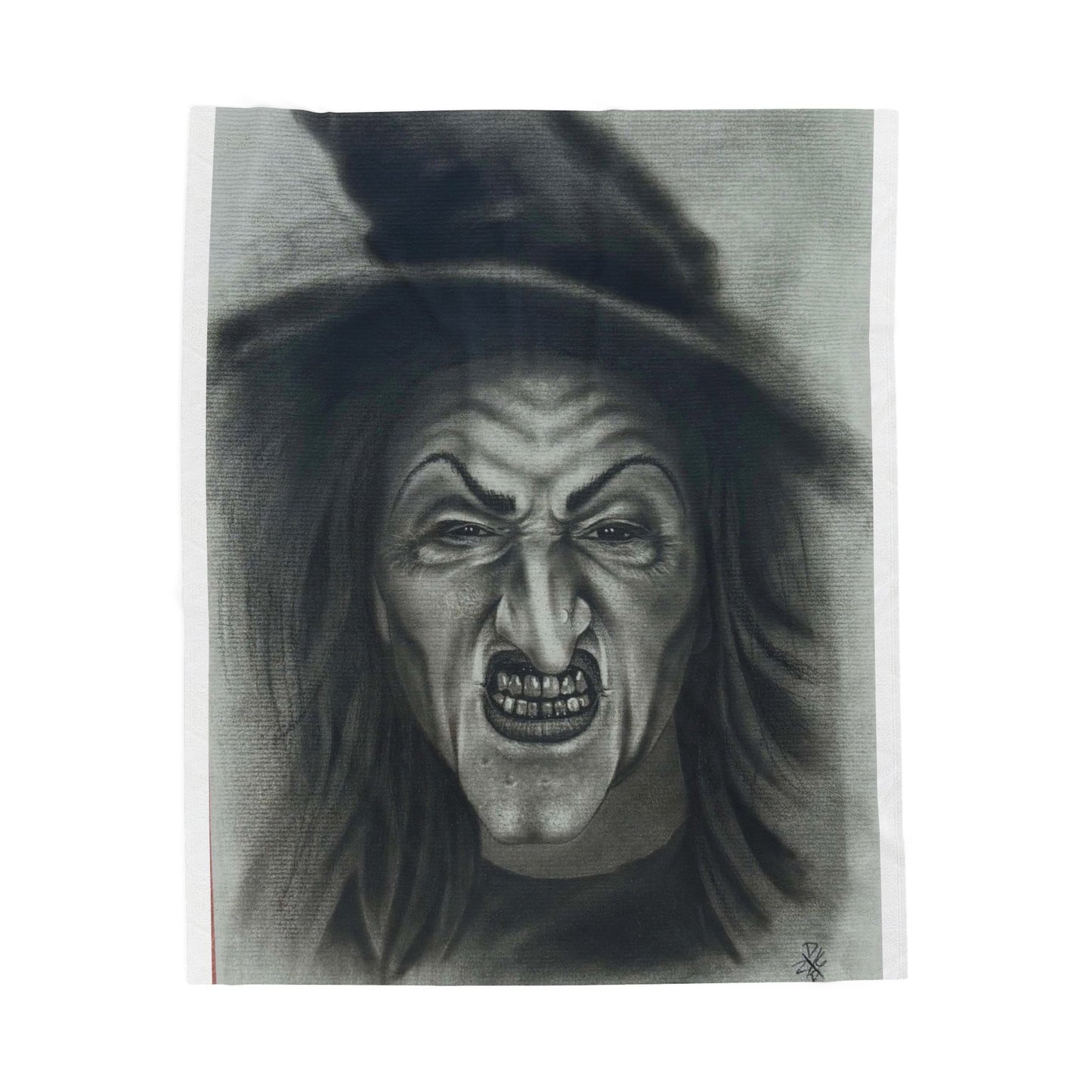 Original Art Wicked Witch Velveteen Plush Blanket – Spooky Halloween Decor Throw
