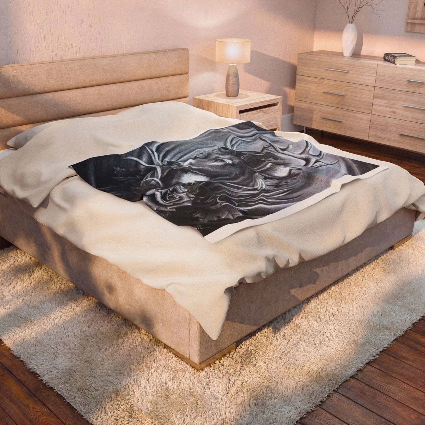 Realistic Deer Portrait Velveteen Plush Blanket Wildlife Home Decor
