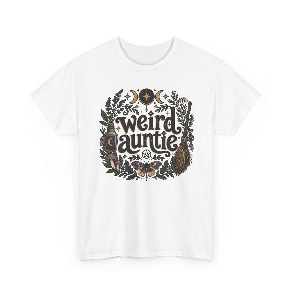 Weird Auntie Floral Moon Graphic T-Shirt Witchy Goth Tee
