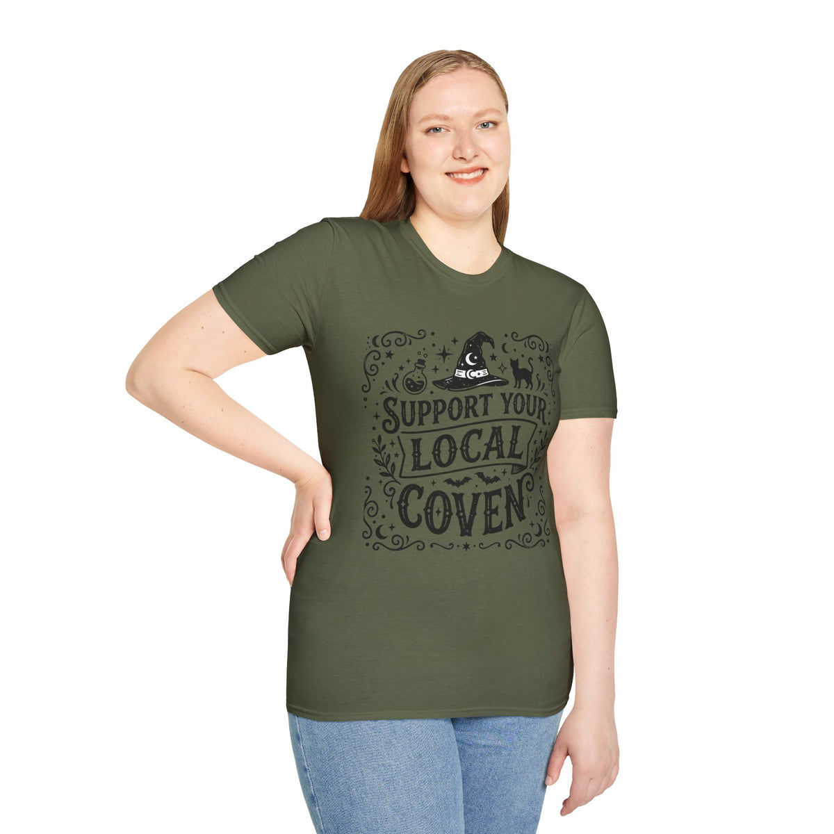 Support Your Local Coven T-Shirt Witchy Halloween Magic Horror Tee