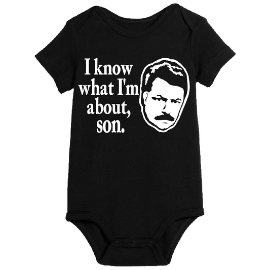 Parks Rec Ron About Son Childrens Bodysuit Newborn 24 Months Horror Halloween
