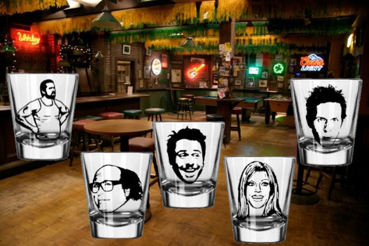 5 Set Always Sunny Philadelphia Shot Glasses Barware Horror Halloween Metaphysical