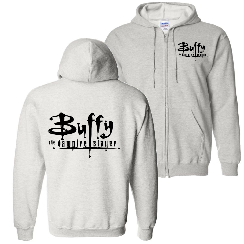Buffy the Vampire Slayer Gray Unisex Shirt Zip Hoodie Hooded Sweatshirt Clothing Horror