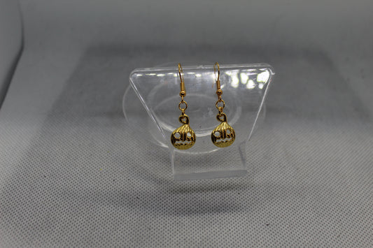 Golden Pumpkin Drop Earrings Jewelry Spooky Halloween Witchy