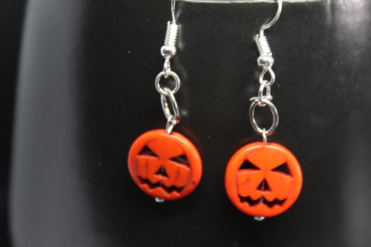 Vintage Style Pumpkin Drop Earrings Jewelry Spooky Halloween Witchy