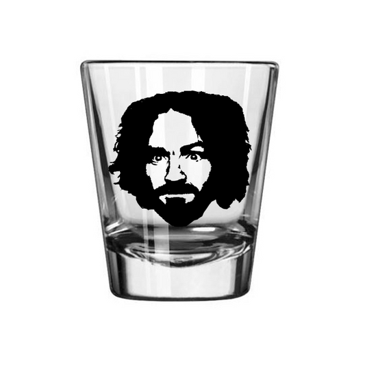 Charles Manson True Crime Shot Glass Barware Horror Halloween Metaphysical