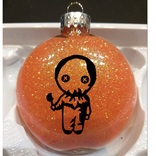 Sam Trick r Treat Glitter Christmas Ornament Shatterproof Horror Halloween Metaphysical