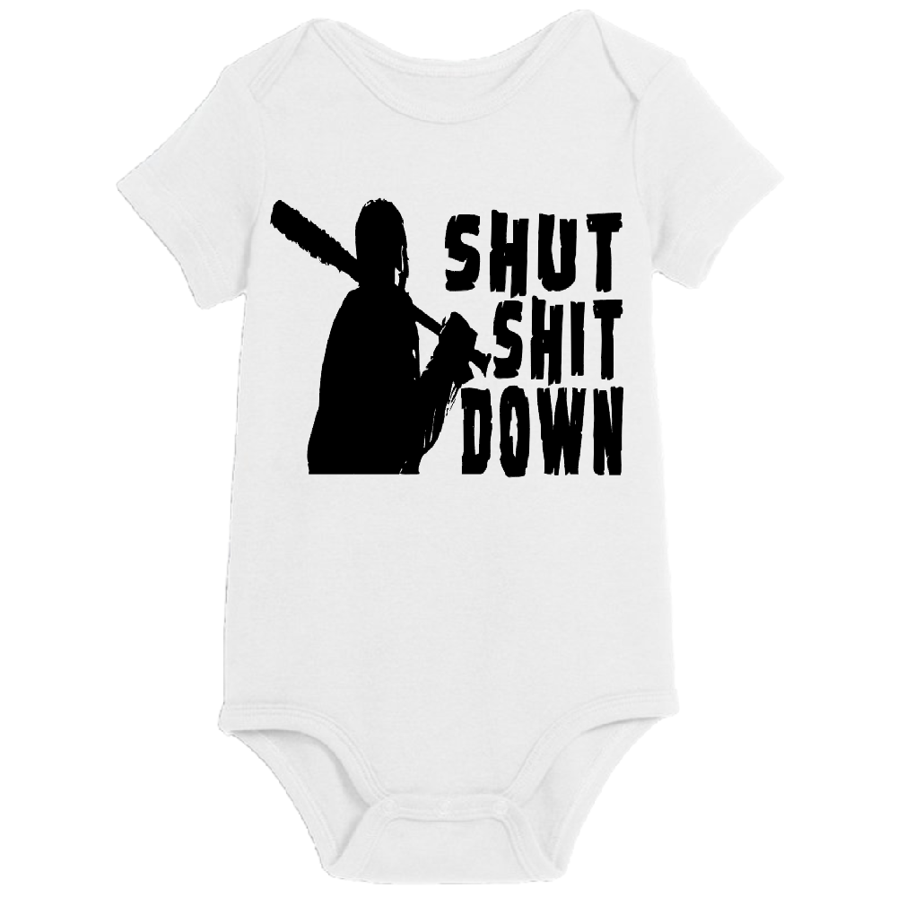 Walking Dead Negan Shut Shit Down Childrens Bodysuit Newborn 24 Months Horror Halloween