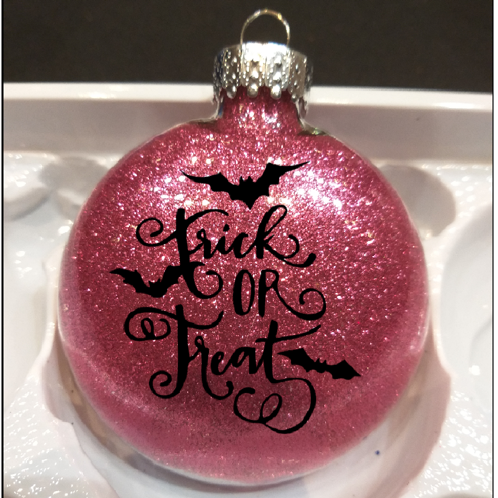 Trick or Treat Glitter Christmas Ornament Shatterproof Horror Halloween Metaphysical