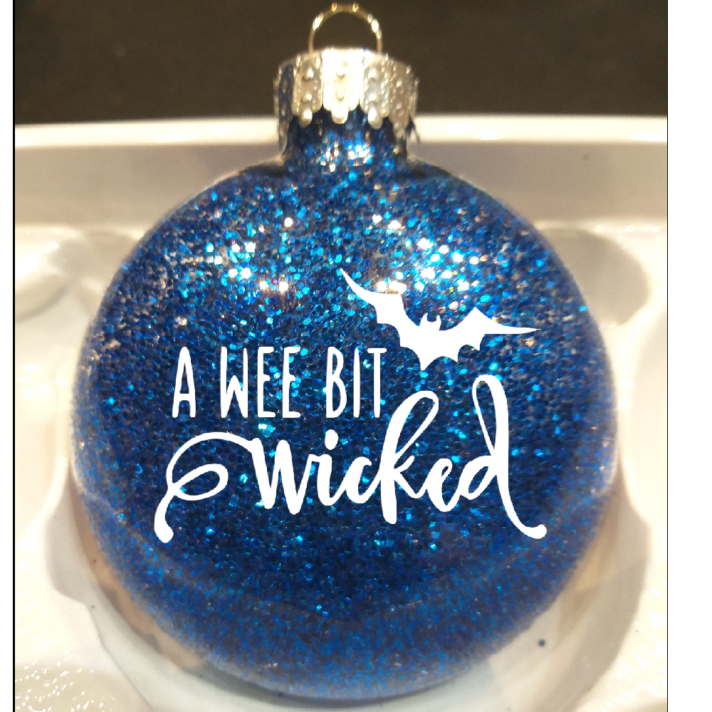 Wee Bit Wicked Glitter Christmas Ornament Shatterproof Horror Halloween Metaphysical