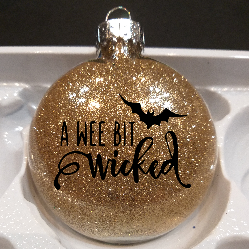 Wee Bit Wicked Glitter Christmas Ornament Shatterproof Horror Halloween Metaphysical