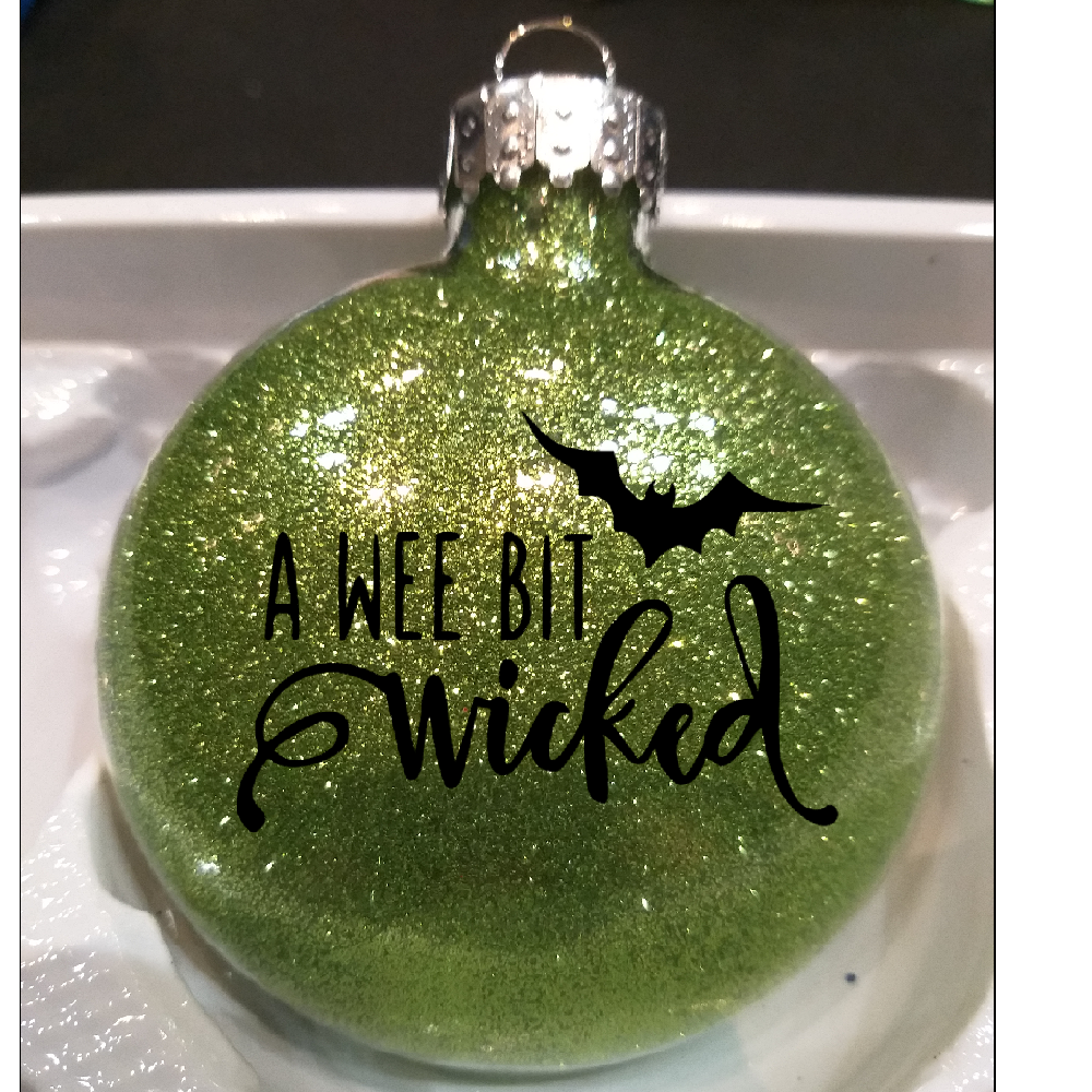 Wee Bit Wicked Glitter Christmas Ornament Shatterproof Horror Halloween Metaphysical