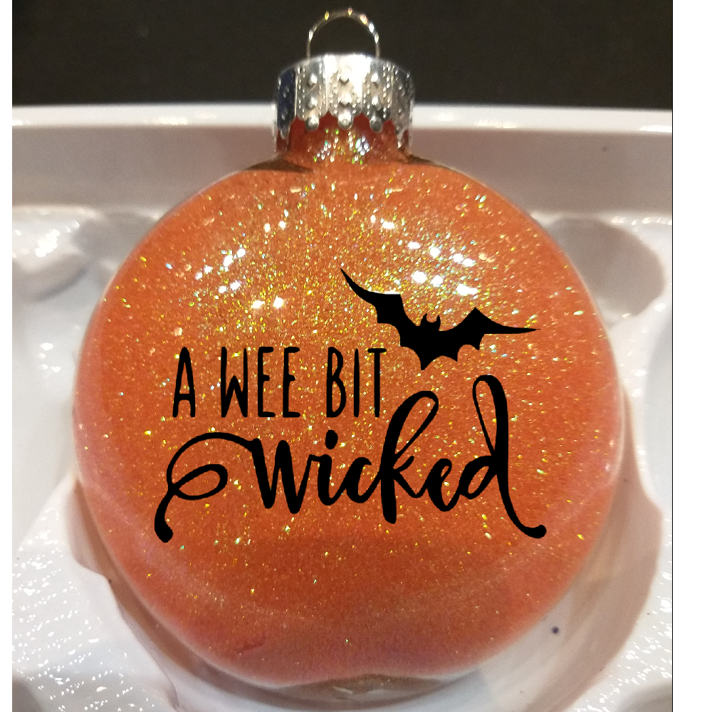 Wee Bit Wicked Glitter Christmas Ornament Shatterproof Horror Halloween Metaphysical