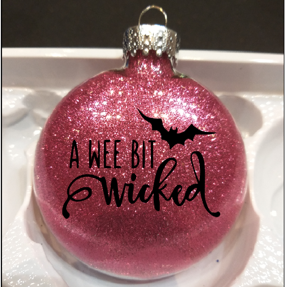 Wee Bit Wicked Glitter Christmas Ornament Shatterproof Horror Halloween Metaphysical