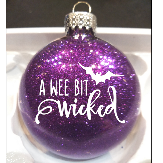 Wee Bit Wicked Glitter Christmas Ornament Shatterproof Horror Halloween Metaphysical