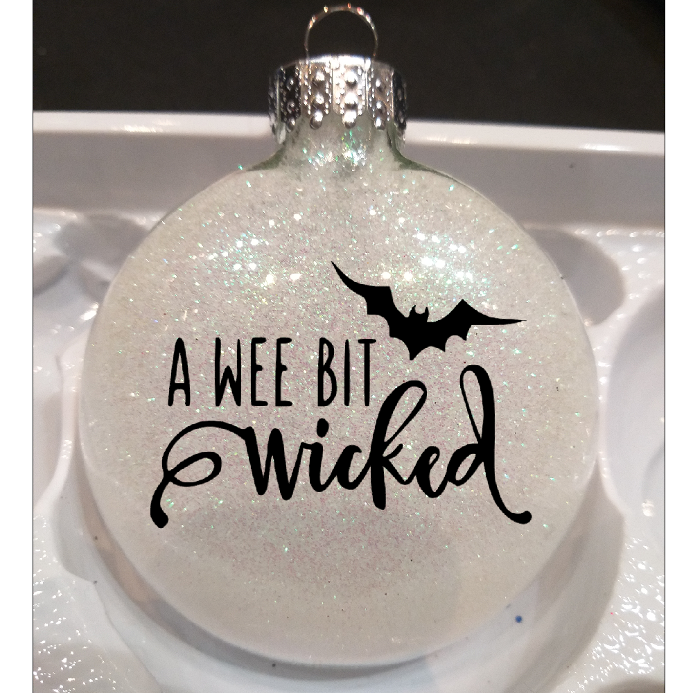 Wee Bit Wicked Glitter Christmas Ornament Shatterproof Horror Halloween Metaphysical