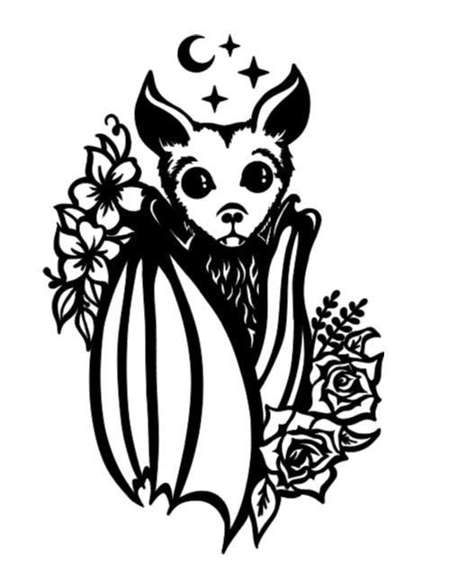 Bat Flowers Vinyl Decal Sticker Halloween Horror Metaphysical Witchy