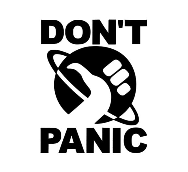 Don't Panic Hitchhikers Guide Vinyl Decal Sticker Halloween Horror Metaphysical