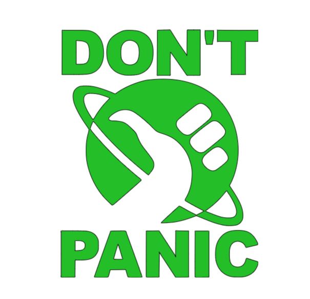 Don't Panic Hitchhikers Guide Vinyl Decal Sticker Halloween Horror Metaphysical