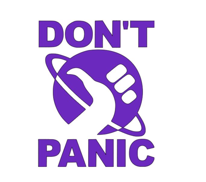 Don't Panic Hitchhikers Guide Vinyl Decal Sticker Halloween Horror Metaphysical