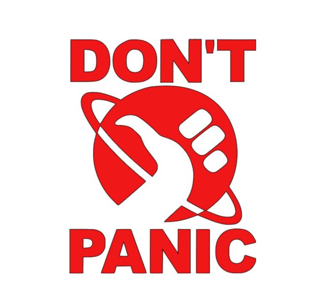 Don't Panic Hitchhikers Guide Vinyl Decal Sticker Halloween Horror Metaphysical