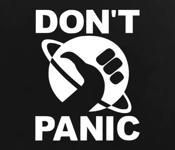 Don't Panic Hitchhikers Guide Vinyl Decal Sticker Halloween Horror Metaphysical