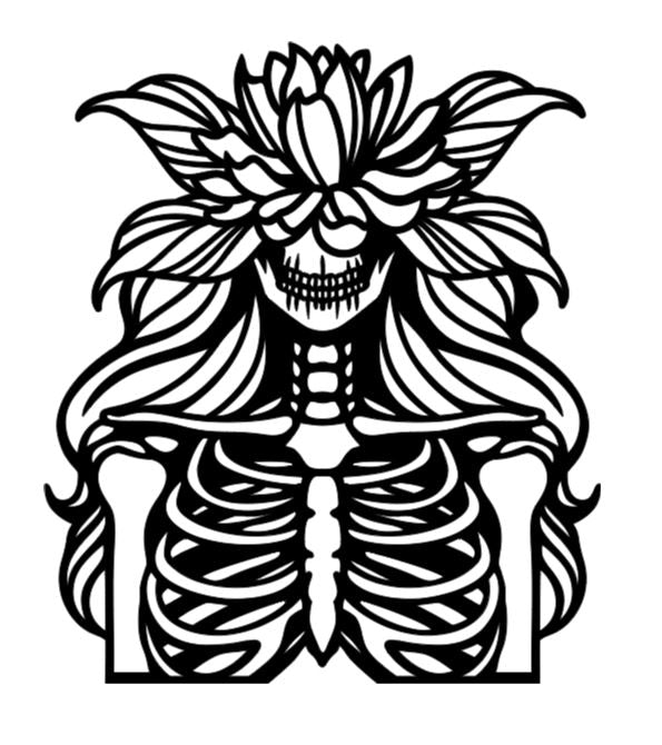 Skeleton Flower Lady Vinyl Decal Sticker Halloween Horror Metaphysical