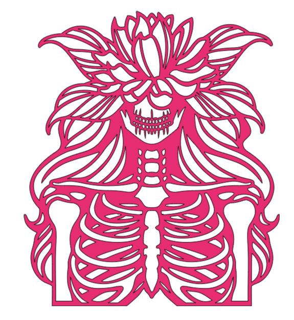 Skeleton Flower Lady Vinyl Decal Sticker Halloween Horror Metaphysical