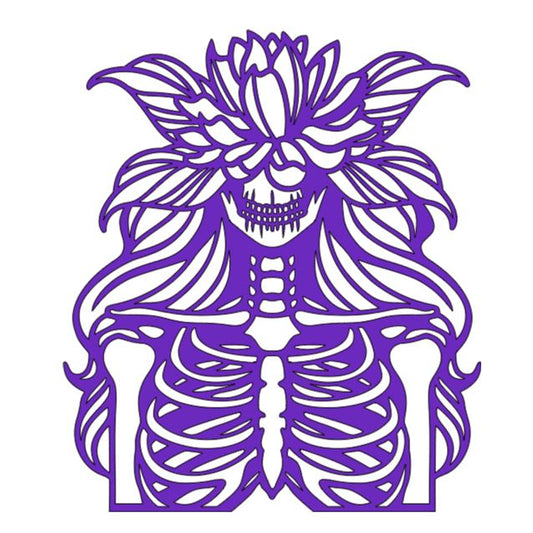 Skeleton Flower Lady Vinyl Decal Sticker Halloween Horror Metaphysical