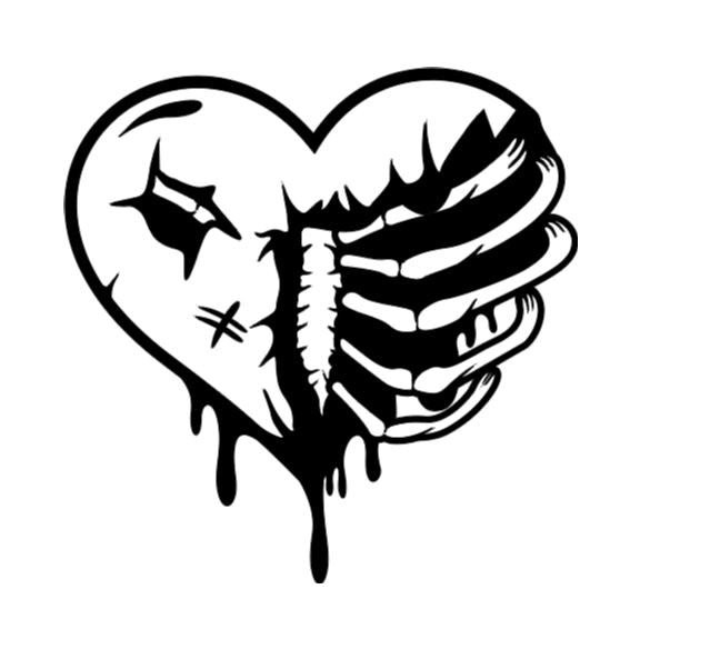 Heart Rib Cage Vinyl Decal Sticker Halloween Horror Metaphysical