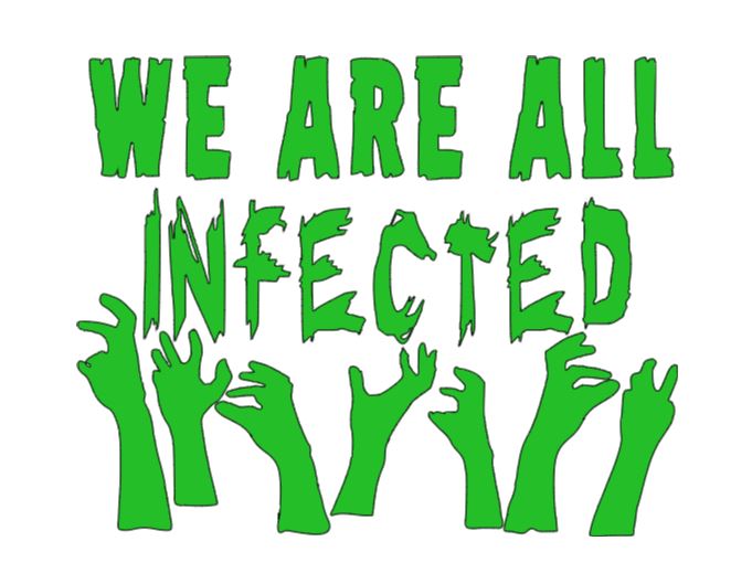 We are All Infected Zombie Vinyl Decal Sticker Halloween Horror Metaphysical