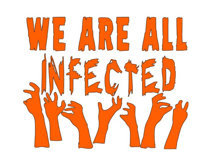 We are All Infected Zombie Vinyl Decal Sticker Halloween Horror Metaphysical