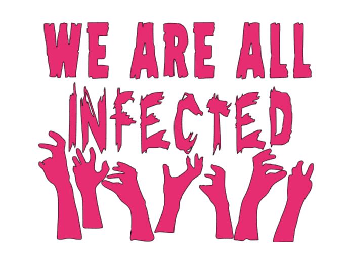 We are All Infected Zombie Vinyl Decal Sticker Halloween Horror Metaphysical