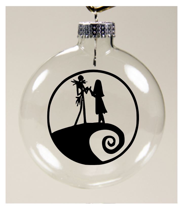 Jack Sally Nightmare Before Christmas Clear Christmas Ornament Shatterproof Horror Halloween