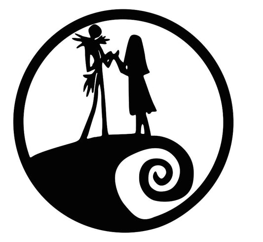 Jack Sally Nightmare Before Christmas Black Vinyl Decal Bumper Sticker Halloween