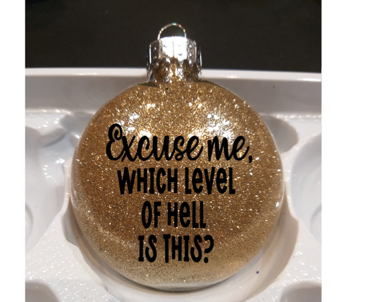 Level of Hell Glitter Christmas Ornament Shatterproof Horror Halloween