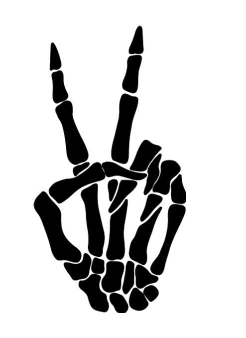 Skeleton Peace Fingers Vinyl Decal Sticker Halloween Horror