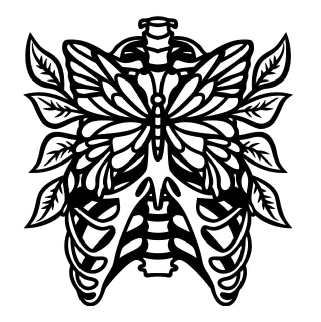 Butterfly Flower Skeleton Vinyl Decal Sticker Halloween Horror Metaphysical