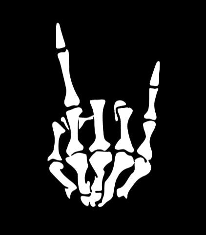 Skeleton Rock Horns Vinyl Decal Sticker Halloween Horror