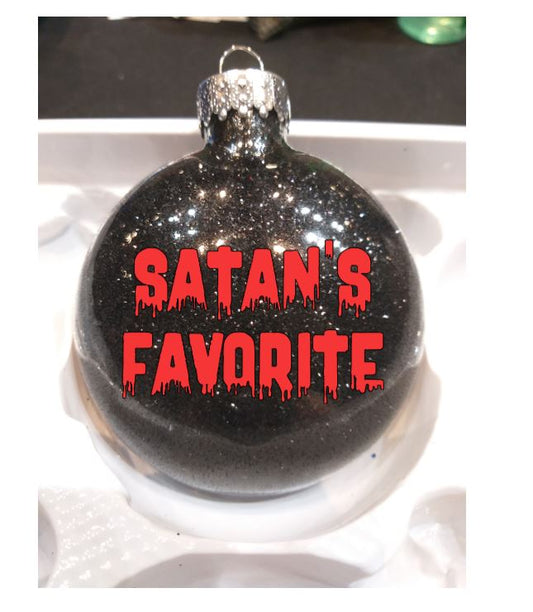 Satan's Favorite Glitter Christmas Ornament Shatterproof Horror Halloween