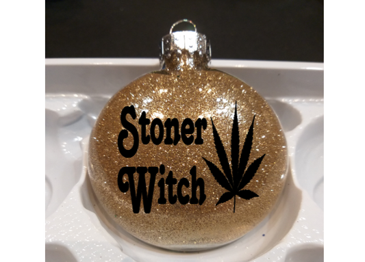 Stoner Witch Glitter Christmas Ornament Shatterproof Horror Halloween Metaphysical