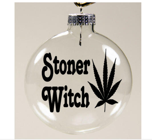 Stoner Witch Clear Christmas Ornament Shatterproof Horror Halloween Metaphysical