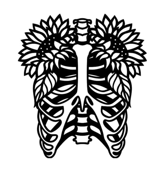 Sunflower Skeleton Vinyl Decal Sticker Halloween Horror Metaphysical