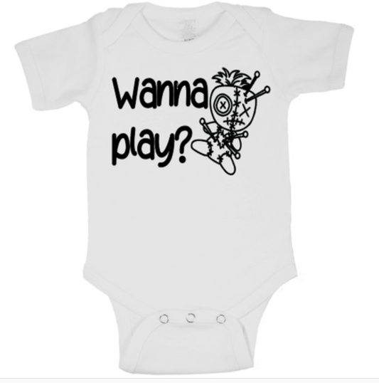 Wanna Play Voodoo Doll Childrens Bodysuit Newborn 24 Months Horror Halloween