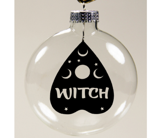 Witch Planchette Clear Christmas Ornament Shatterproof Horror Halloween Metaphysical