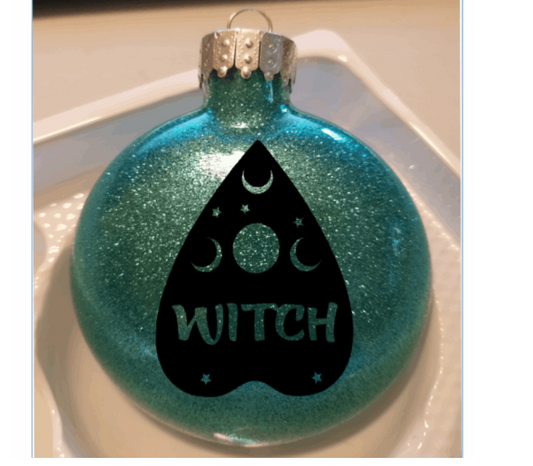 Witch Planchette Glitter Christmas Ornament Shatterproof Horror Halloween Metaphysical