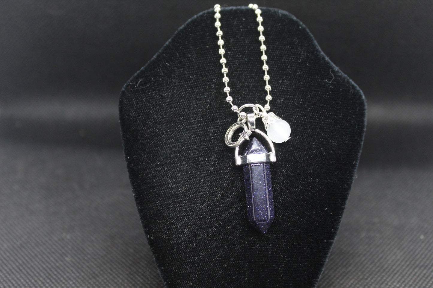 Blue Sandstone Moon Necklace Crystal Witch Witchy Jewelry Witchcraft Wicca Wiccan Pagan Metaphysical