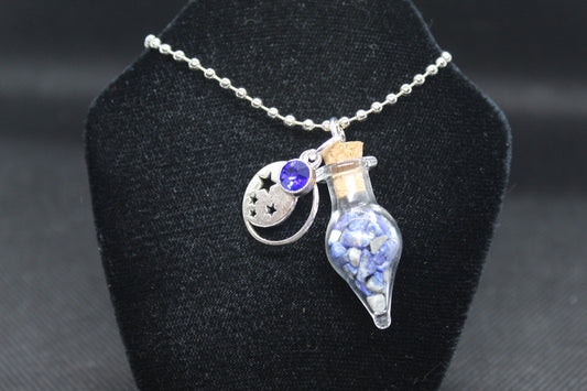 Sodalite Glass Teardrop Moon Necklace Crystal Witch Witchy Jewelry Witchcraft Wicca Wiccan Pagan Metaphysical